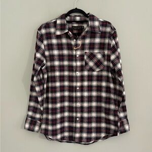 Men's NWOT Plaid Flannel Button-Down Shirt | M | Navy Red White